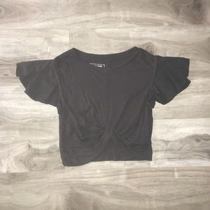 Adam Levine Ruffle Sleeve Crop Top